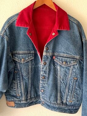 VINTAGE! Levis Trucker Jean Jacket Reversible Corduroy Size M
